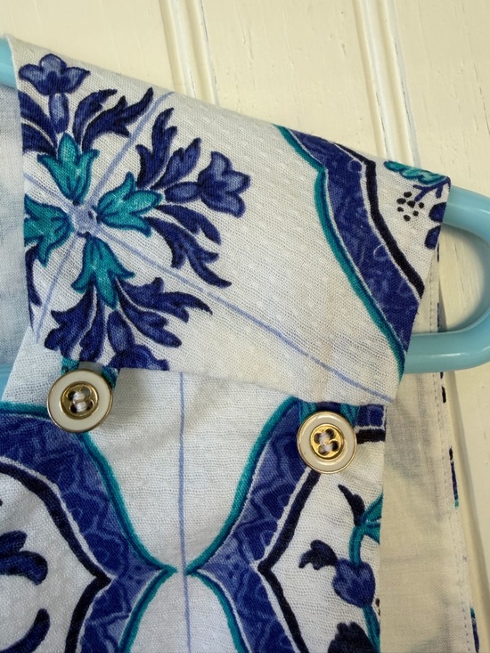 Talbots White Tank Top with Blue & Teal Tile Print - Picture 3 of 10